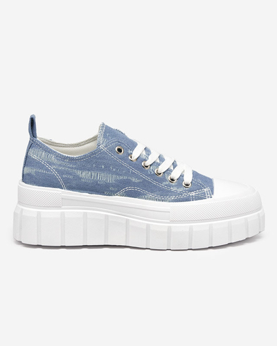 OUTLET Blaue Damen-Sneaker a'la Jeans auf der Resi-Plattform - Schuhe