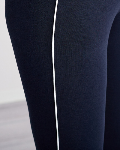 Marineblaue Sportleggings aus Baumwolle für Damen - Kleidung