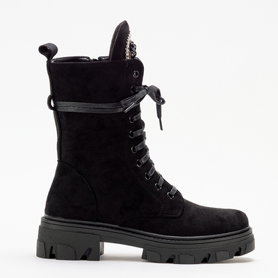 Schwarze Moxo-Stiefel für Damen aus Öko-Wildleder - Schuhe