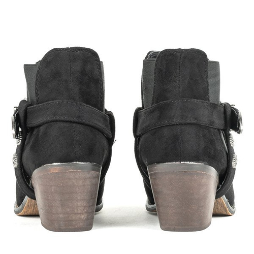 Чорні черевики на невисокому ковбойському чоботі азієни - Взуття