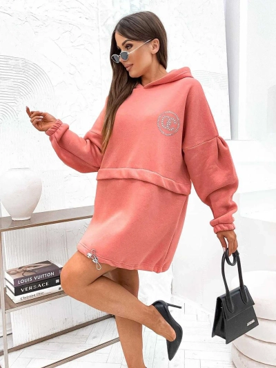 Royalfashion Damen Baumwolle Minikleid Hoodie-Typ
