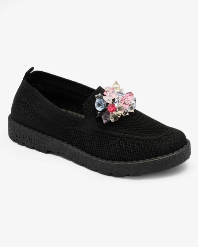 Royalfashion Schwarze Damen Halbschuhe mit Verzierungen Enweta