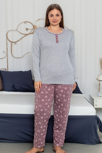 Royalfashion Damen Baumwolle 2-teilige Schmetterlings-Pyjama PLUS SIZE