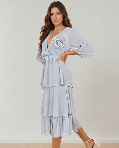 Royalfashion Damen Midikleid mit Rüschen