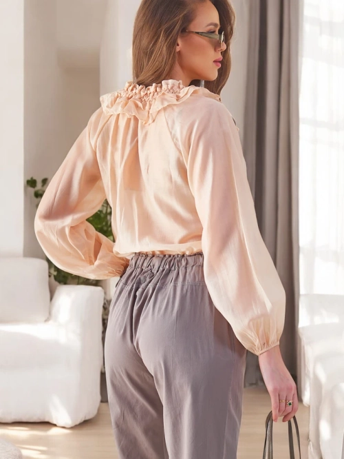 Royalfashion Прозора жіноча сорочка з декоративним коміром