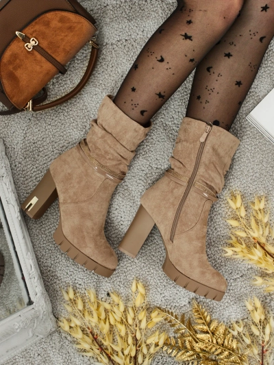 Damen Stiefeletten Öko-Wildleder mit Blockabsatz BrambleDusk