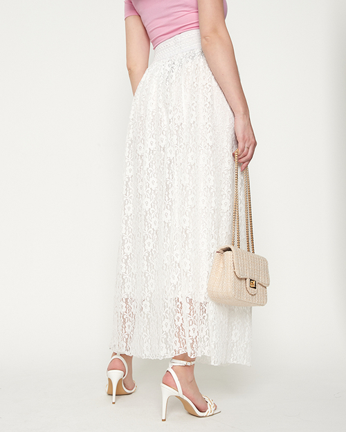 Біла жіноча спідниця з мереживом