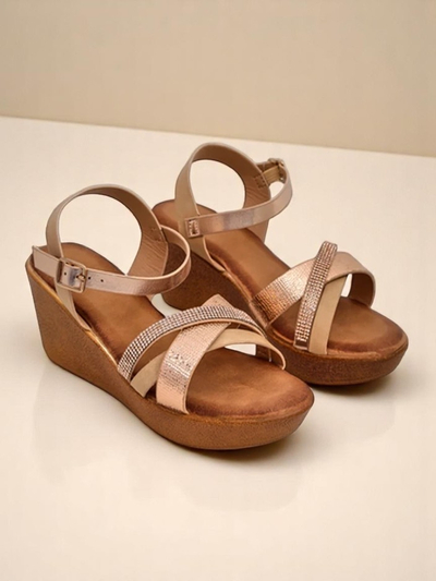 Royalfashion Damen Wedgesandalen mit Strasssteinen und Glitzer Glittera