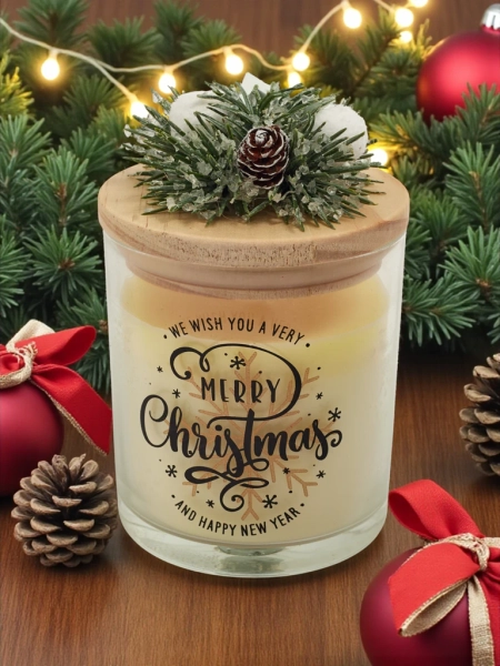 Святкова свічка запашна Merry Christmas Happy New Year