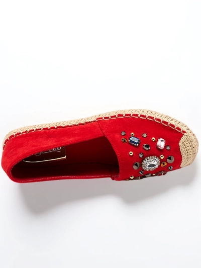 Rote Damen-Espadrilles aus Öko-Wildleder mit Zirkonia Mediros - Footwear