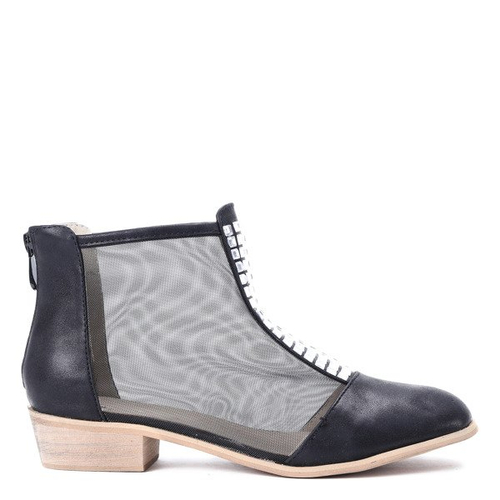 Czarne botki z siatki - Obuwie