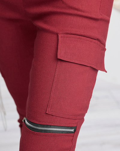 Kastanienbraune Damen-Cargohose mit Kette - Kleidung