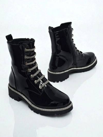 Lackierte Damen Schnürstiefeletten Fjorra