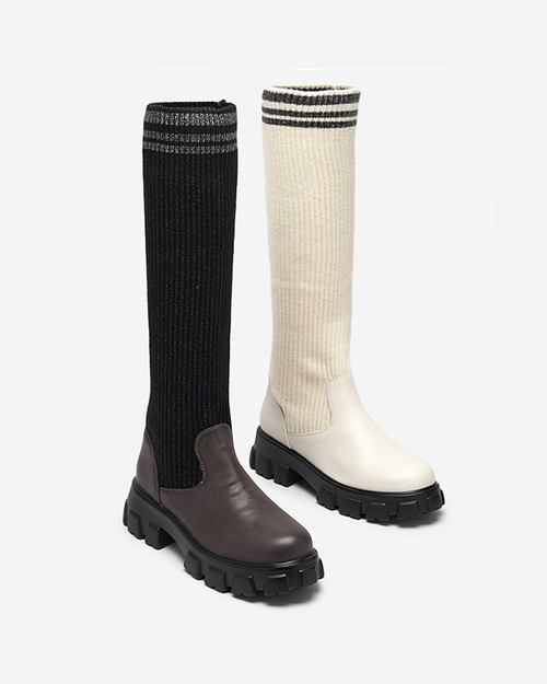 Чорно-коричневі високі жіночі чоботи Alerpi