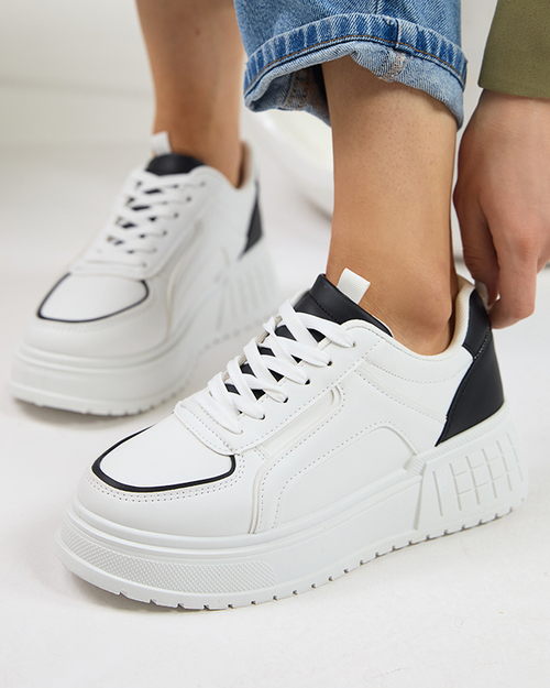 Чорно-білі жіночі кросівки на масивній підошві Cerecha