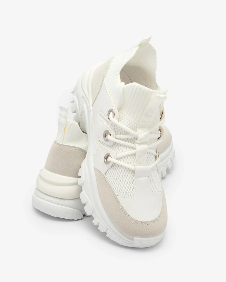 Sportliche Damen-Sneakers in Weiß und Beige Hasola- Footwear