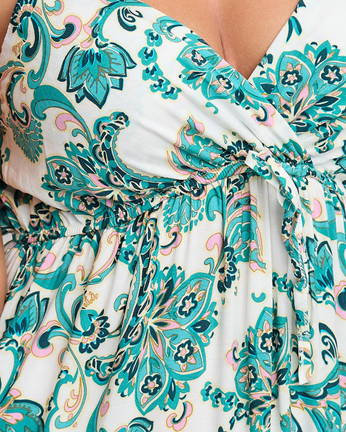 Біло-зелена повітряна жіноча квіткова сукня - Одяг