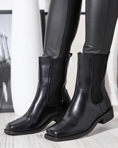 Hohe Damenstiefel mit eckiger Kappe aus schwarzem Sudis- Footwear