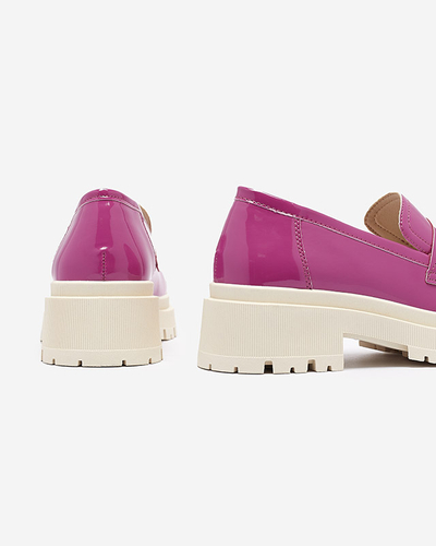 Fuchsia lackierte Mokassins für Damen Noppel - Footwear