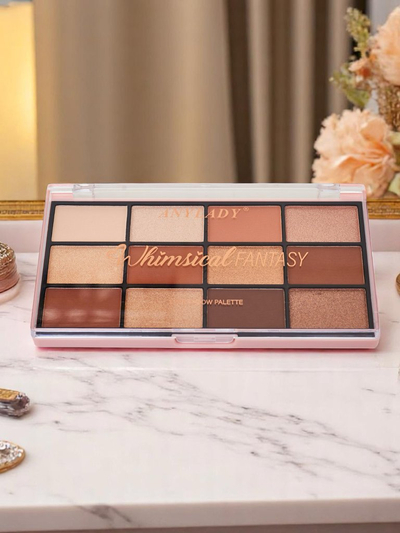 ANYLADY Palette mit 12 Lidschatten mit Glitzer- und Matt-Finish Golden Chocolate Fudge