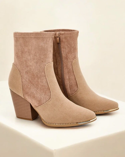 Royalfashion Damen-Ankle-Boots aus Eco-Wildleder auf einem Absatz Grau