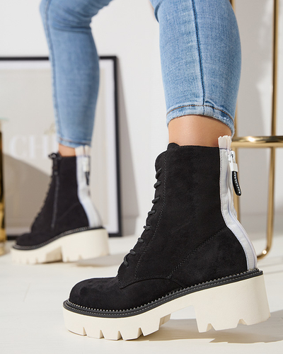 Schwarze Damenstiefel auf niedrigem Pfosten Savet - Footwear