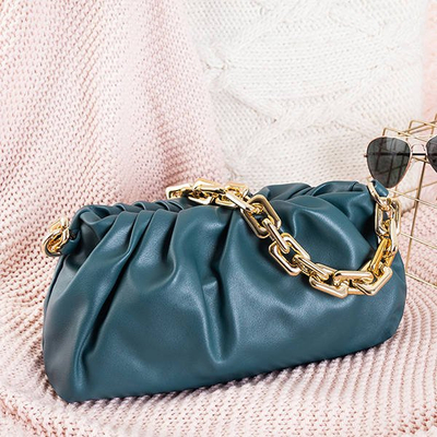 Blaue Geldbörse mit Raffen - Handtaschen