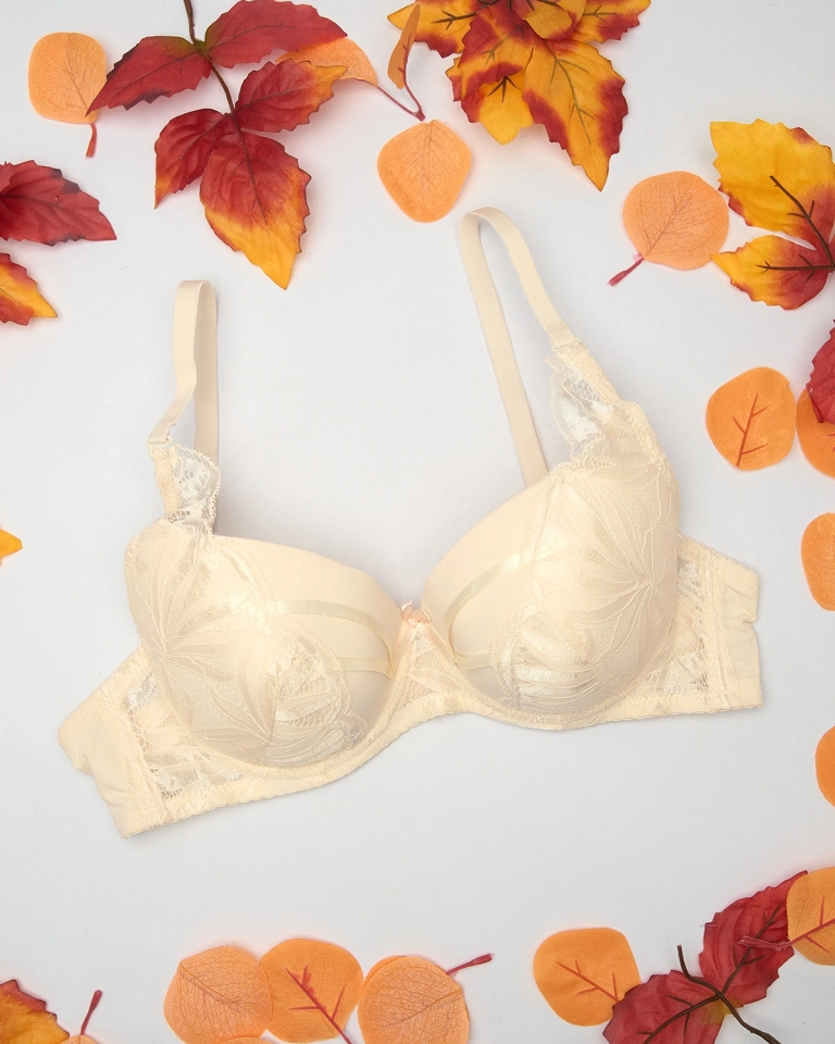 Royalfashion Damen-BH mit Spitzenverzierung in Beige