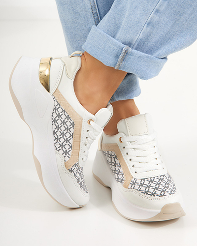 Sportschuhe für Damen in Beige und Weiß Turnschuhe Weniso - Schuhe