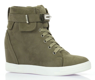 Zielone sneakersy na koturnie Jolie- Obuwie