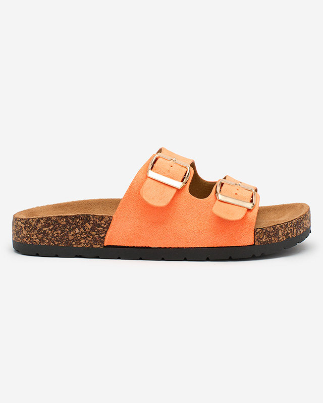 Royalfashion Neonorange Damen Flip-Flops mit Schnallen Foumy