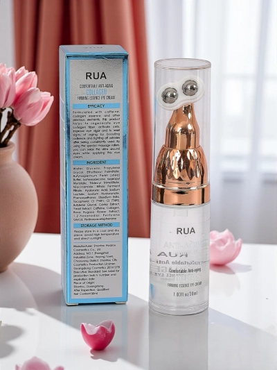 Augenserum mit Doppelroller, Hyaluronsäure und Kollagen - spendet Feuchtigkeit, strafft und regeneriert