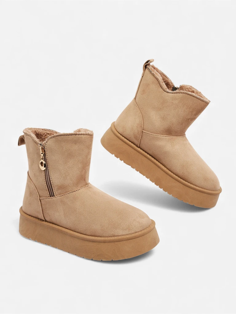 Aurora Beige Leder Damenstiefeletten für jeden Tag