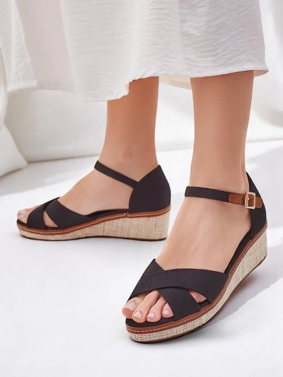 Royalfashion Damen Keilsandalen ohne Zehenteil Terrific