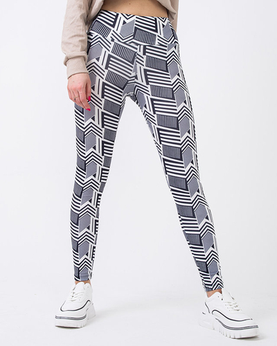 Gemusterte schwarz-weiße Leggings mit hoher Taille für Damen - Kleidung