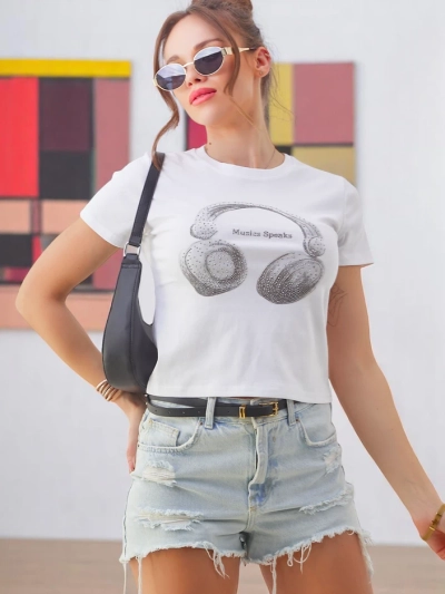 Royalfashion Damen Baumwoll-T-Shirt mit Musikdruck