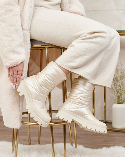 Royalfashion Women's Tainve Beige Flat Heel Boots