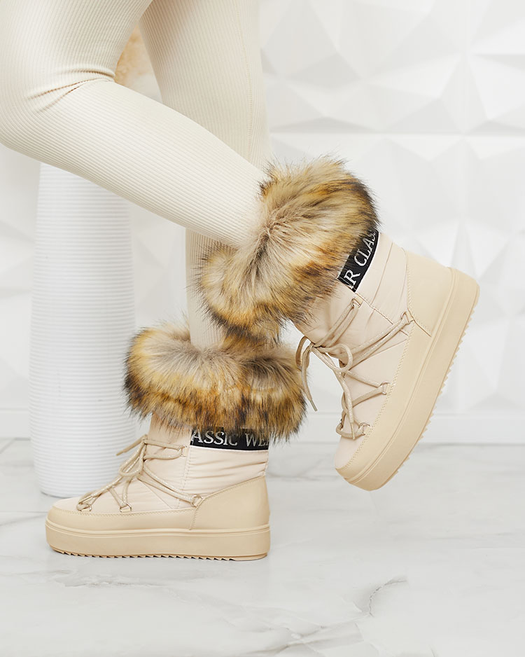 Royalfashion Schnürstiefel a'la Schneestiefel mit Pelz Heccti