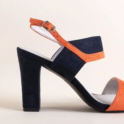 OUTLET Dunkelblaue und orangefarbene Damensandalen von Tiffan - Footwear