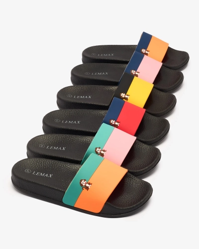Royalfashion Gelbe und schwarze Damen-Gummi-Flip-Flops Lierigs