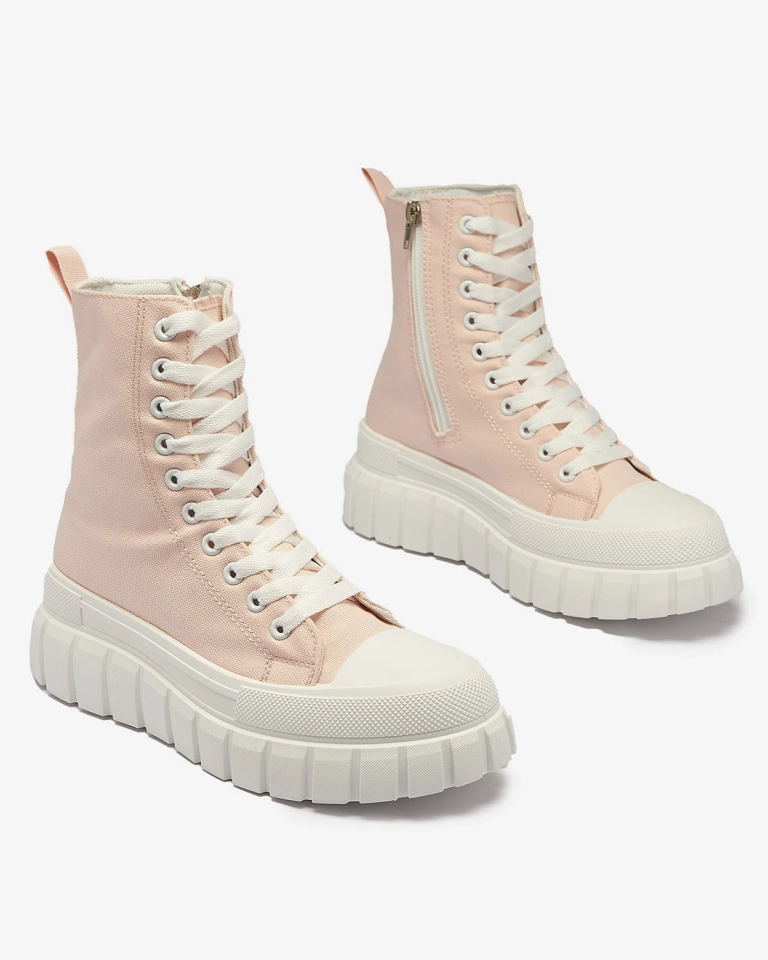 Damen Sneaker mit hohem Plateau in hellrosa Kivda- Footwear