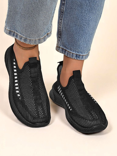 Royalfashion Damen Sport Slip-On Stoff Sneaker zum Reinschlüpfen
