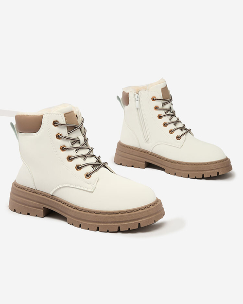 Royalfashion Білі жіночі утеплені черевики-трапери Radoras