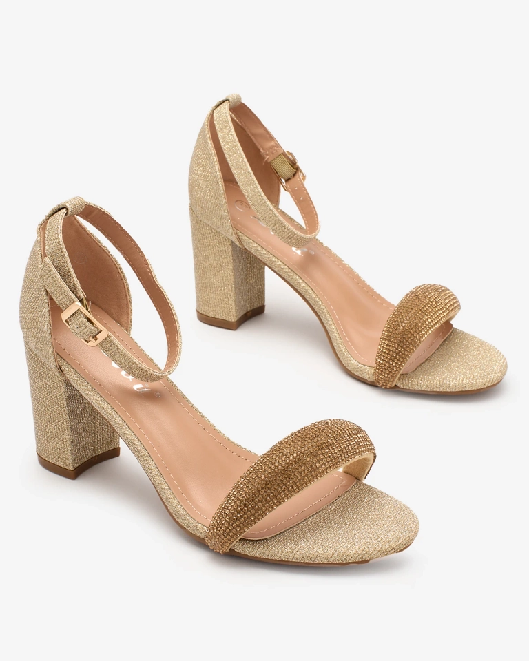 OUTLET Royalfashion Goldglänzende Damen Ariefi Stiletto-Sandalen