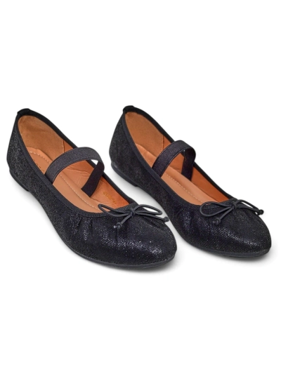 Royalfashion Glänzende Damen-Balletschuhe mit Schleife und elastischem Sicherheitsband