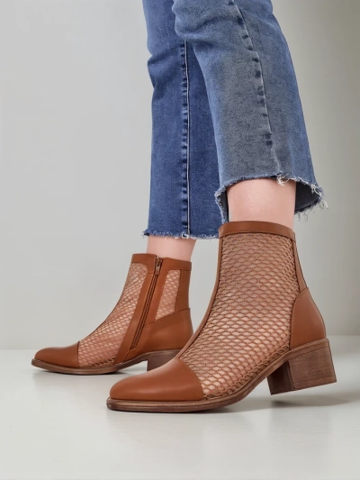 Royalfashion Damen Perforierte Stiefeletten mit niedrigem Absatz Rowices