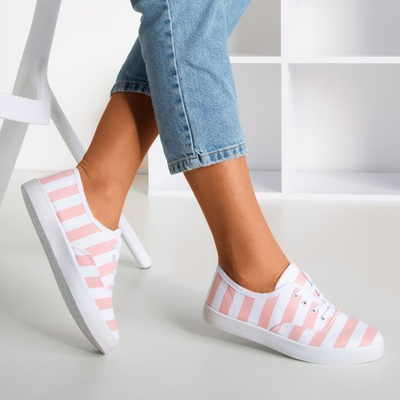 Rosa gestreifte Damenschuhe Anchor - Footwear 1