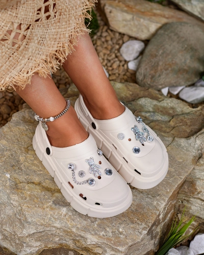 Royalfashion Creme Damen Flip-Flops aus Gummi Kooranza