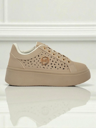 Cleo Ecru Platino – beige Plateausneakers Royalfashion Öko-Leder