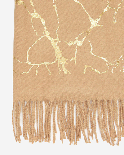 Brauner Damenschal mit goldenen Verzierungen - Accessoires